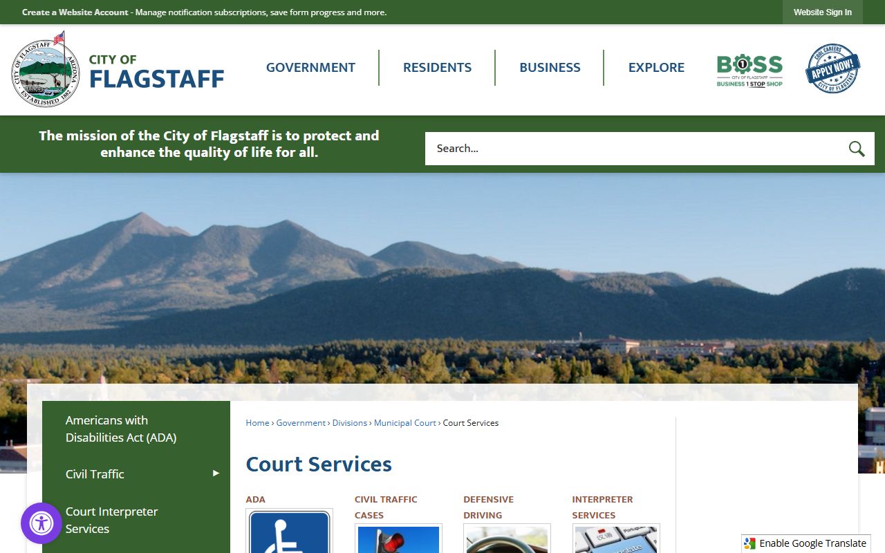 Flagstaff Municipal Court services contact