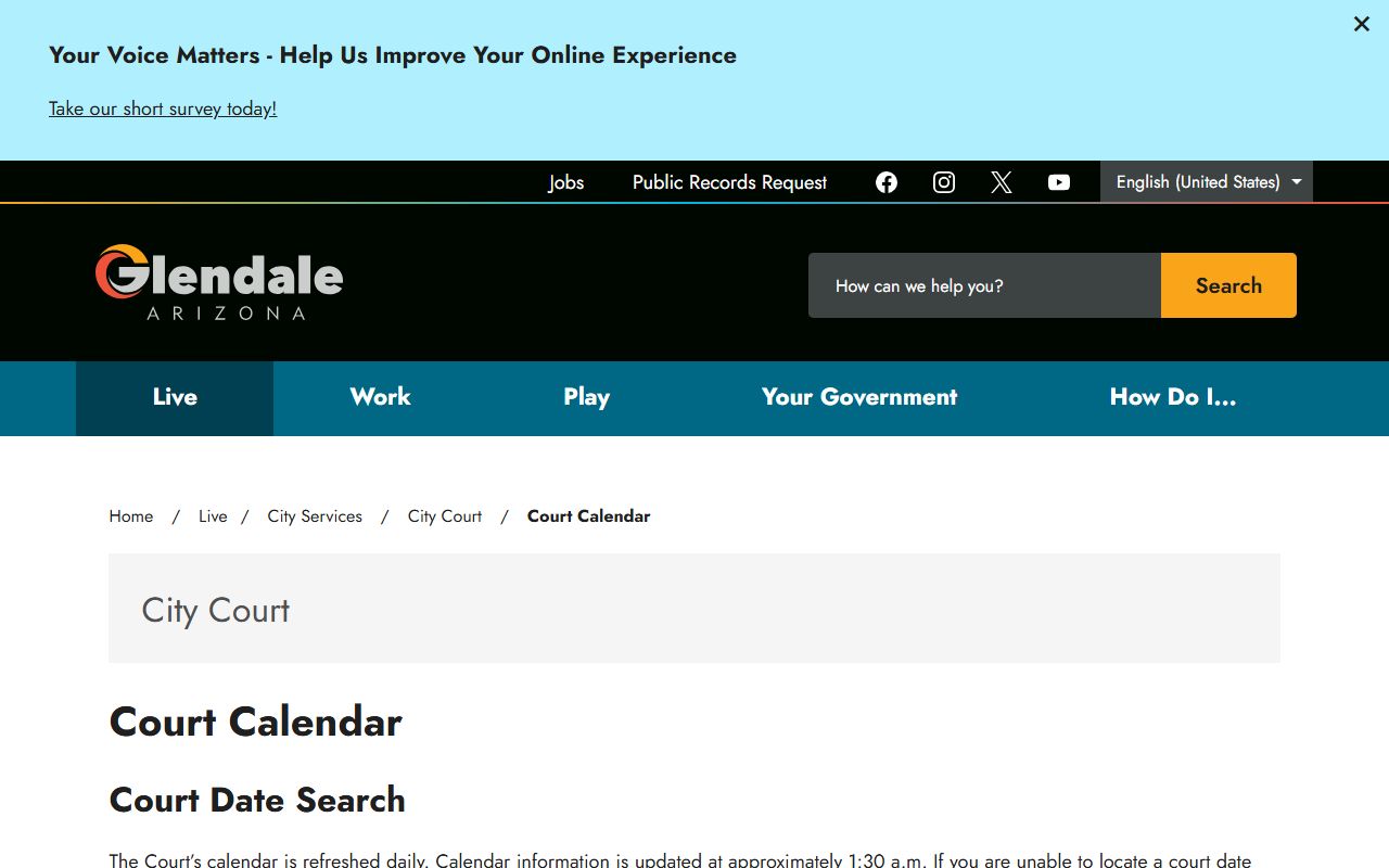 Glendale City Court calendar