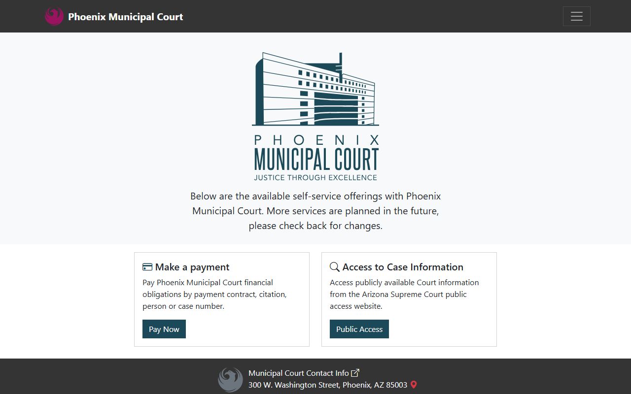 Phoenix Municipal Court self-service portal