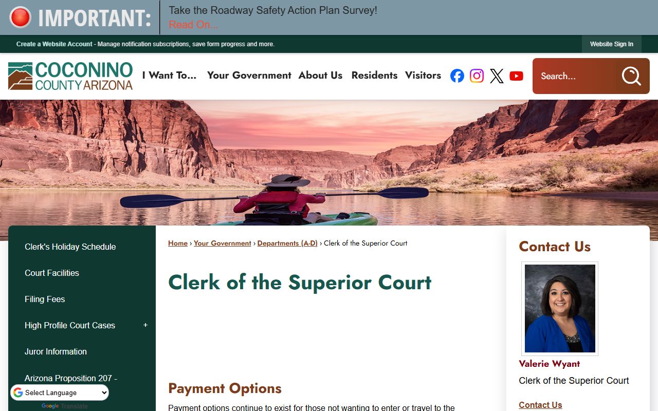 Coconino County Clerk of Superior Court main page