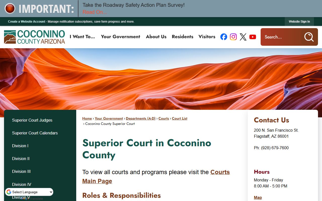 Coconino County Superior Court divisions overview