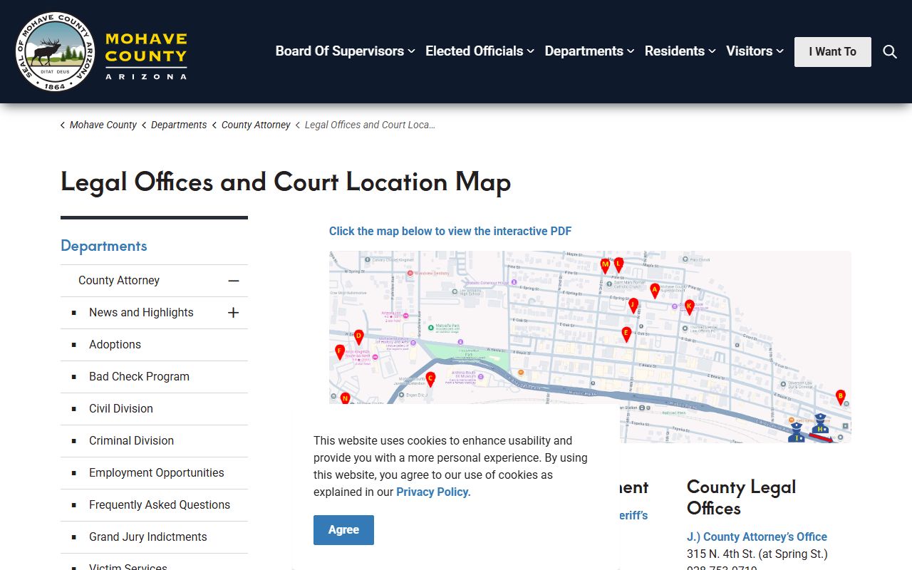 Mohave County court locations map with addresses