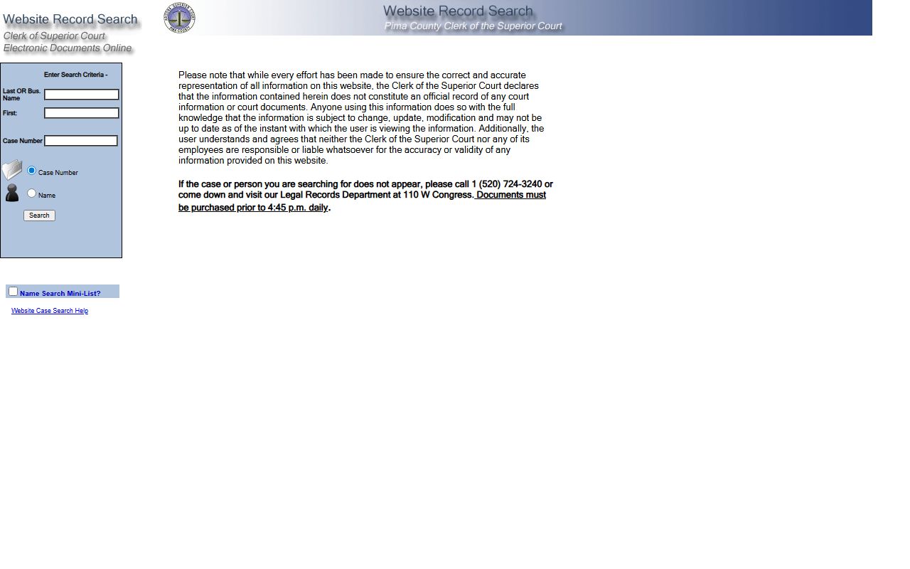 Pima County Agave Online public records search portal