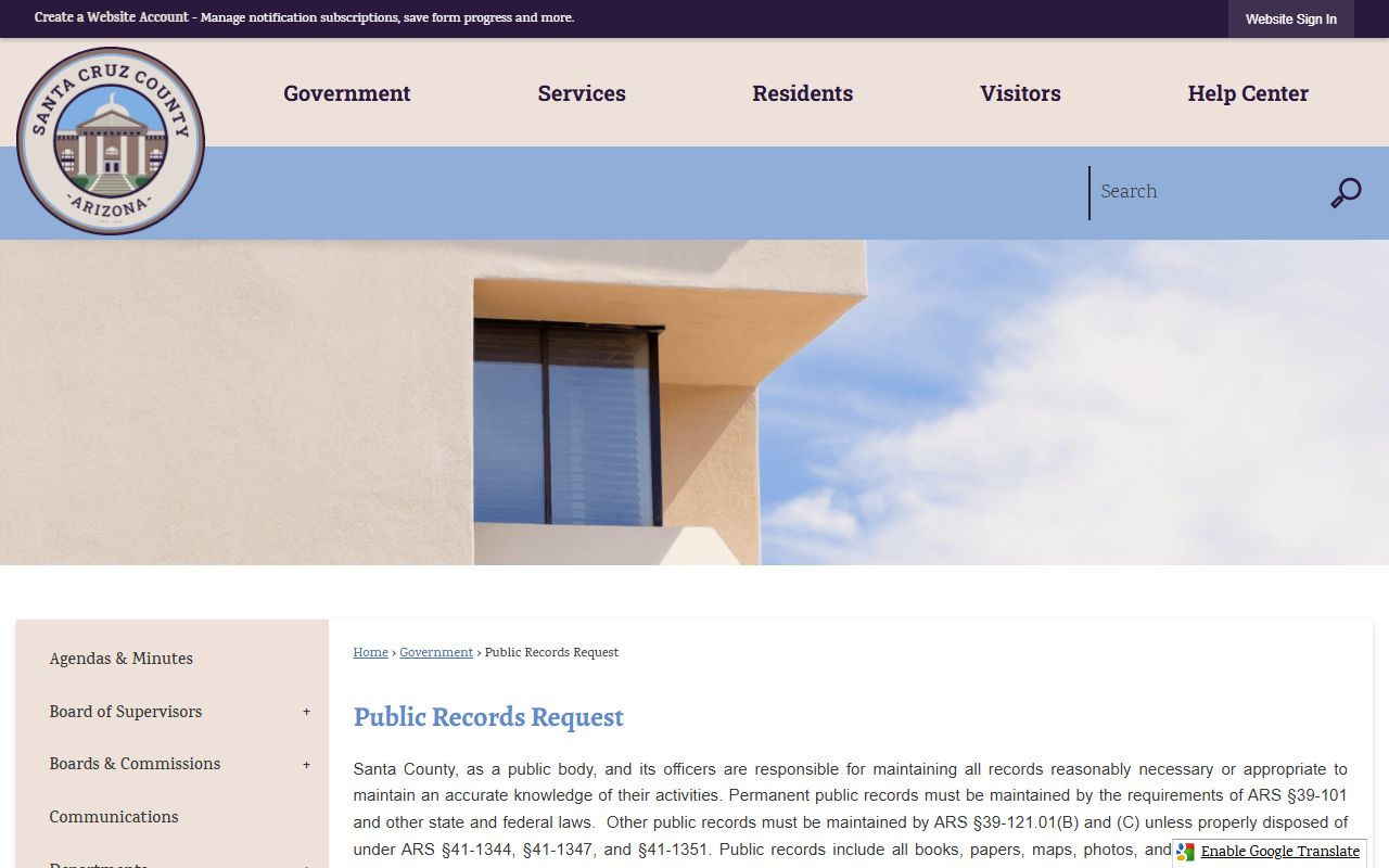 Santa Cruz County public records request process and procedures